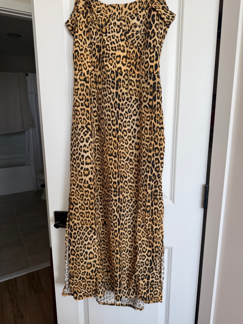 Leopard Print Maxi Dress - Tan & Black